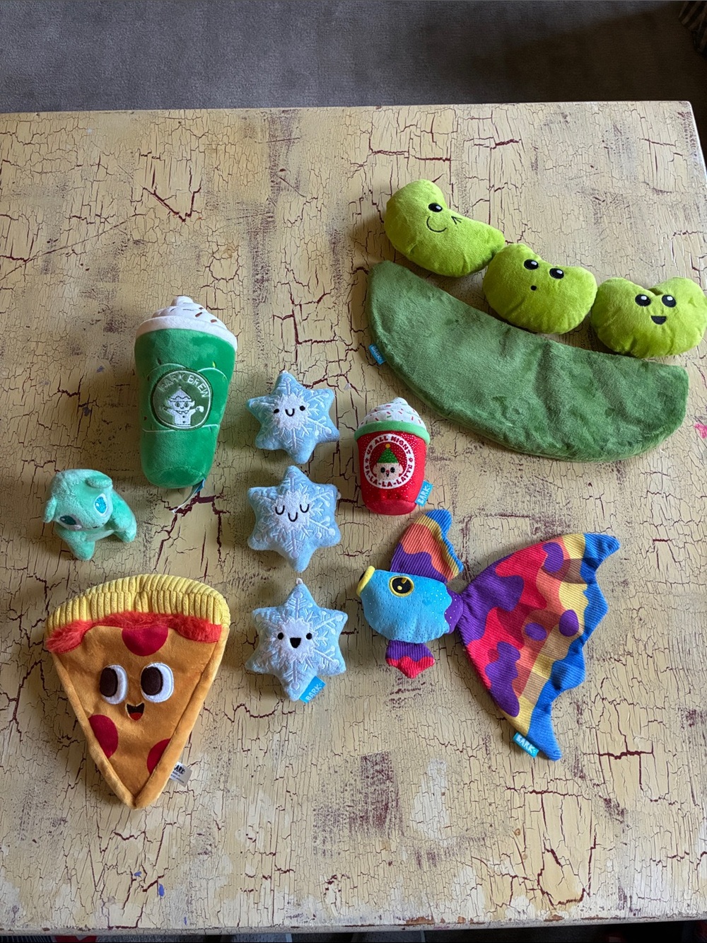 Bark Plush Dog Toys Green, Yellow, Blue, Red, Purple